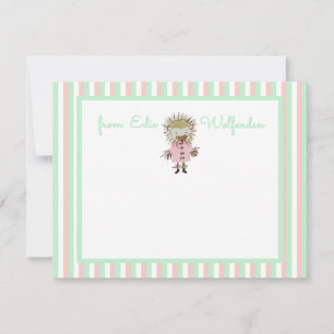 Cartão De Notas Bebê-Porco em Pastel Candy Strips Rosa e Mint
