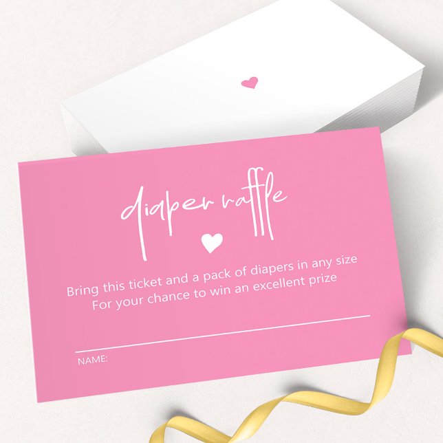Cartão De Notas Bebê rosa Chá Raffle Fralda (Criador carregado)