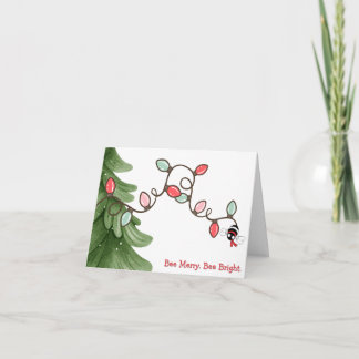 Cartão De Notas Bee Merry, Bee Bright Christmas Card