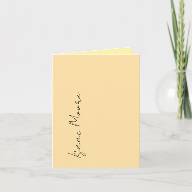 Cartão De Notas Beige Cream Plain Elegant Script Calligraphy Name (Frente)