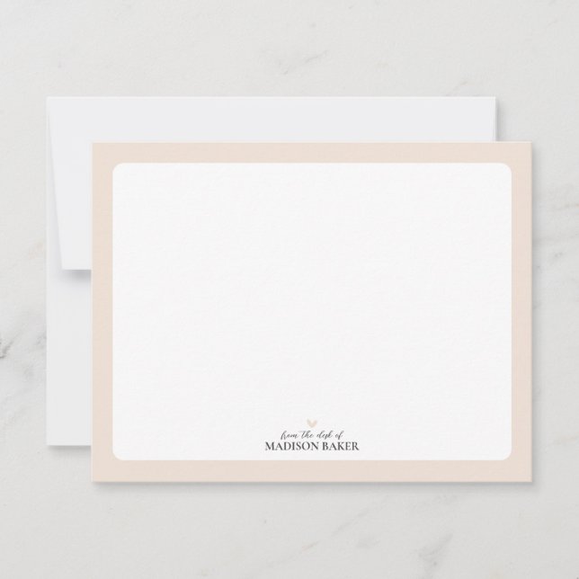 Cartão De Notas Beige | Papel de Carta Personalizado Simples (Frente)