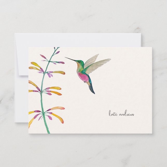 Cartão De Notas Beija-flor Personalizado  (Frente)