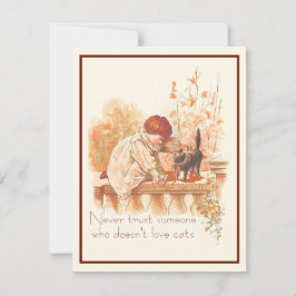 Cartão De Notas Bela Criança Ruiva com Citação de Gatinho 