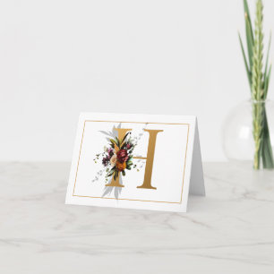 CARTÃO DE NOTAS BELA MONOGRAMA DOURADA E FLORAL H