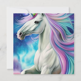 Cartão De Notas Belo Belo Cavalo Branco Unicórnio com Flowi