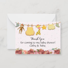 Cartão De Notas Belo Chá de fraldas de Rosas vermelhas Obrigado