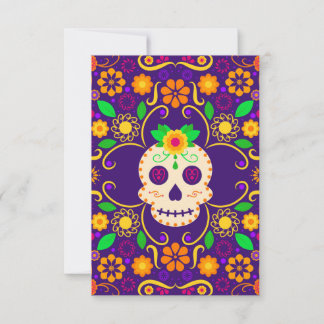 Cartão De Notas Belo crânio com flores Día de los Muertos