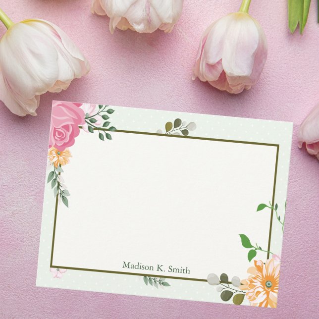 Cartão De Notas Belo Papel de carta Floral Personalizado Vintage (Criador carregado)