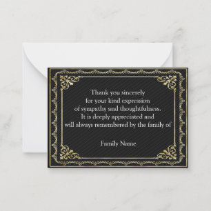Cartão De Notas Belo Quadro Dourado Após O Funerário Obrigado