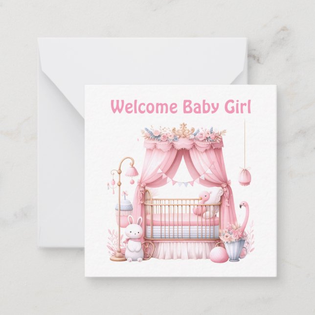Cartão De Notas Bem-vindo ao New Baby Girl Card (Frente)