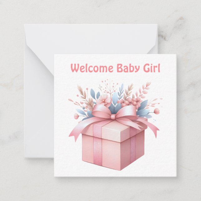 Cartão De Notas Bem-vindo ao New Baby Girl Card (Frente)