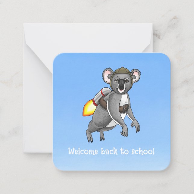 Cartão De Notas Bem-vindo de Volta à Escola Rocket Koala (Frente)