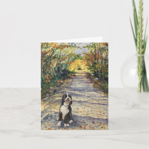 Cartão De Notas Bernedoodle Pintado à Mão na Canvas