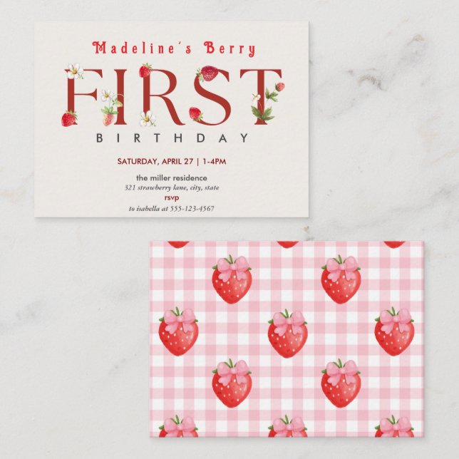 Cartão De Notas Berry, Primeiro Partido do primeiro aniversario de (Frente/Verso)