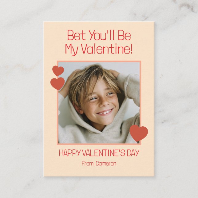 Cartão De Notas Bet You'll Be My Valentine Kids Classroom Photo (Frente)