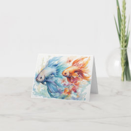 Cartão De Notas Beta Fish Blue & Orange Vazio