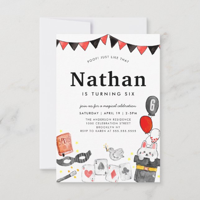 Cartão De Notas Bíblia do Coelho do Orçamento Wand Magic Show Aniv (Frente)