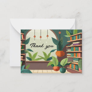 Cartão De Notas Biblioteca do Planador Castanho e Folhas Verdes