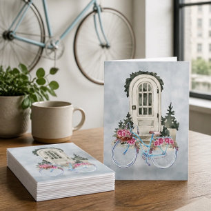 Cartão De Notas Bicicleta antiga com flores