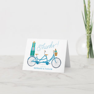Cartão De Notas Bicicleta para Duas Bike Watercolor Tandem Obrigad