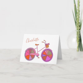 Cartão De Notas Bike Colorida Vintage com Flores Personalizadas