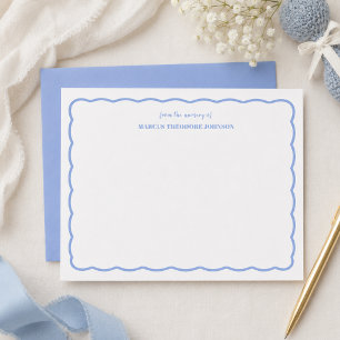 Cartão De Notas Bilhete de Agradecimento Personalizado Azul para C