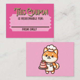 Cartão De Notas Bilhete Personalizado Resgatável Presente Shiba Bo