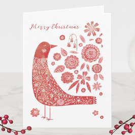 Cartão De Notas Bird Folk Art Natal