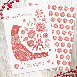 Cartão De Notas Bird Folk Art Natal