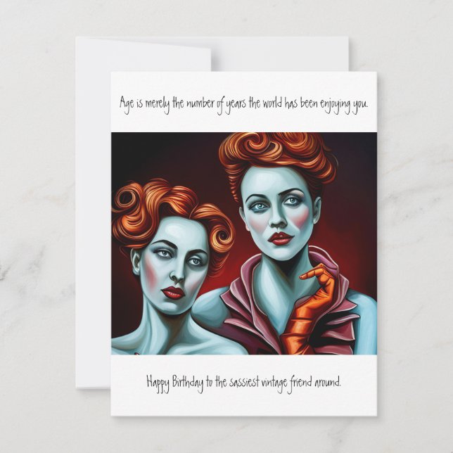 Cartão De Notas Birthday Vintage amigo engraçado (Frente)