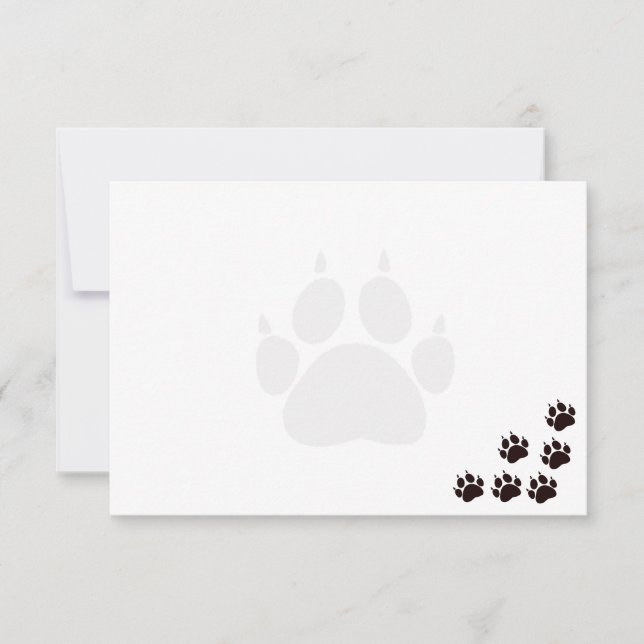 Cartão De Notas Black Cat Paw Prints Monogram Blank  (Frente)