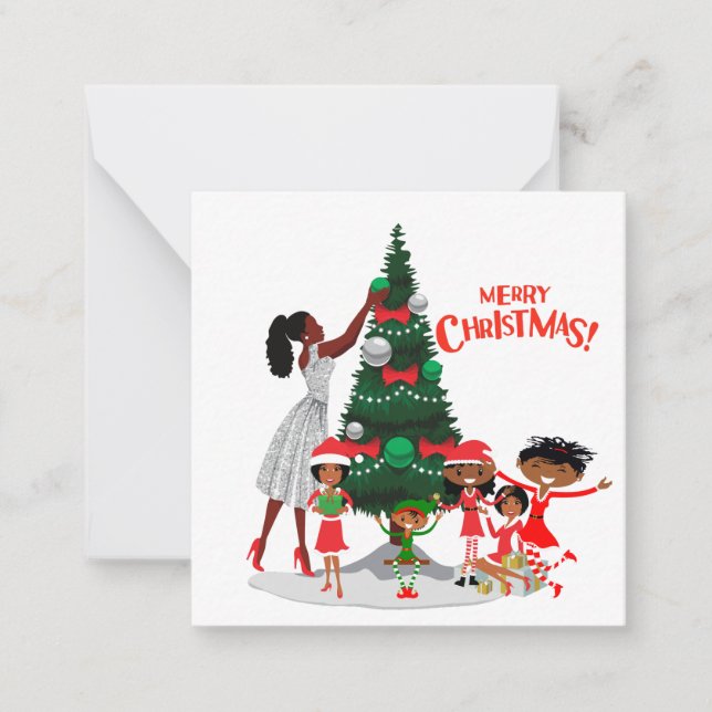 Cartão De Notas Black Family Christmas Card (Frente)