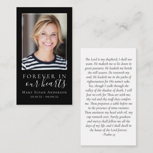 Cartão De Notas Black Forever in Our Heart Memorial Card (Frente/Verso)