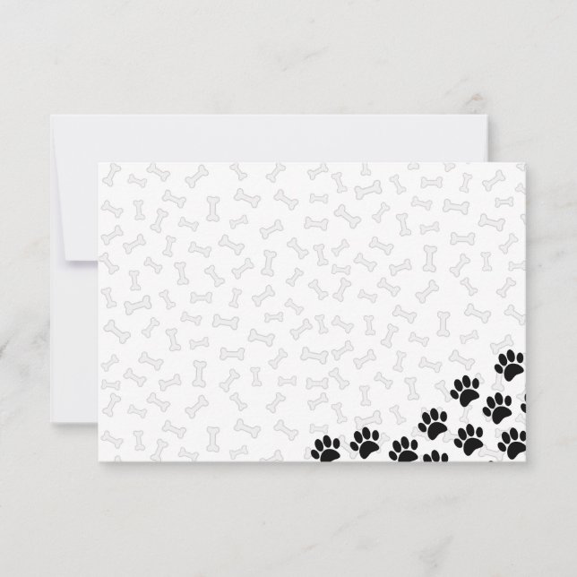 Cartão De Notas Black Puppy Paw Prints and Bones Custom (Frente)
