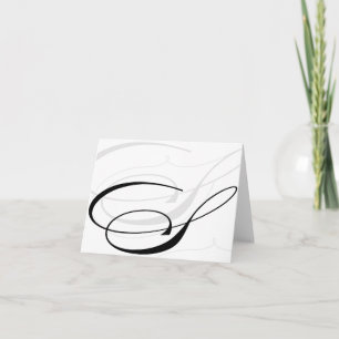 Cartão De Notas Black & White Calligraphy Initial S Monogram Cards