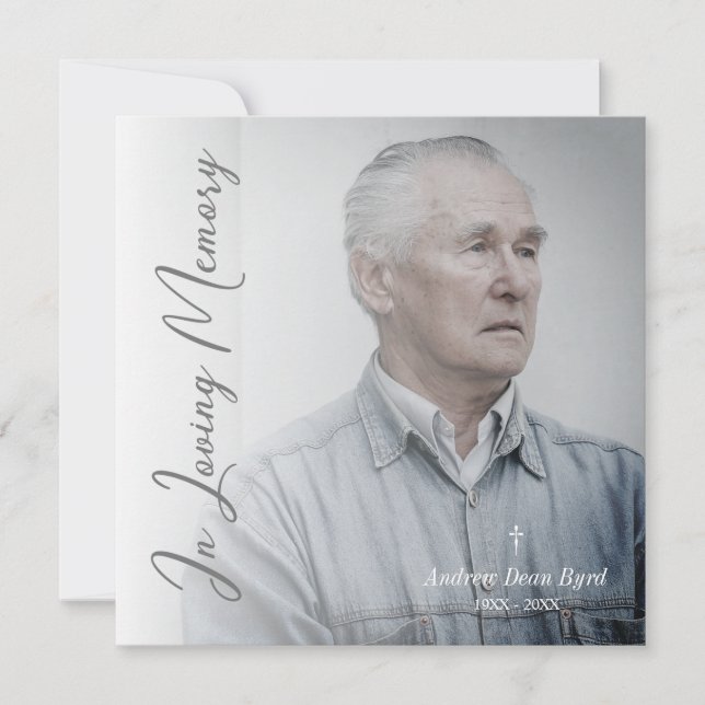 Cartão De Notas Black & White Funeral Service Dear Ones Photo (Frente)