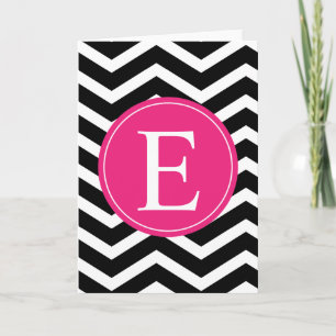 Cartão De Notas Black White Pink Chevron Custom