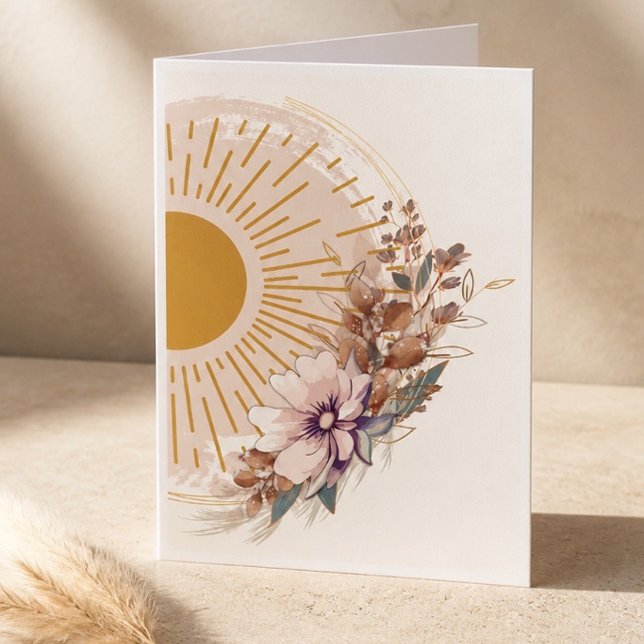 Cartão De Notas Blanco BOHO Sol e Floral (Criador carregado)
