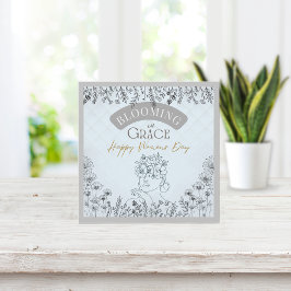 Cartão De Notas Bloom de Cabelo Azul-Rosa no Dia da Mulher na Graç