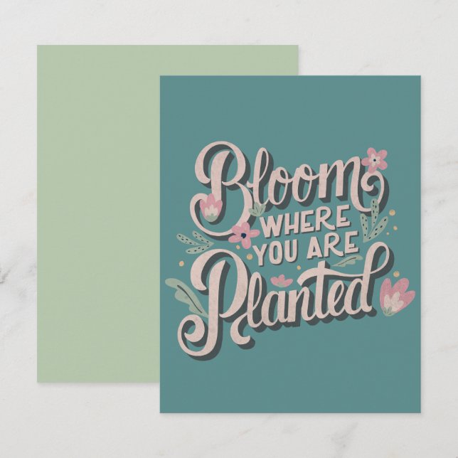 Cartão De Notas Bloom onde você está plantado (Frente/Verso)