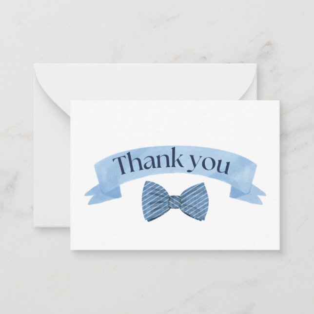 Cartão De Notas Blue Bow Tie Thank You Card (Frente)