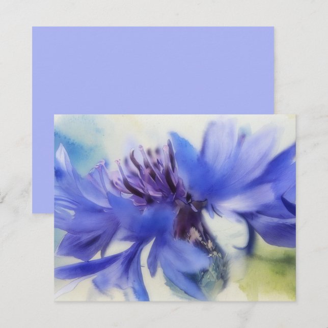 Cartão De Notas Blue Cornflower Bachelors Button Note Card Set (Frente/Verso)