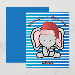 Cartão De Notas Blue Custom Baby Boy Name Primeiro Natal 2022