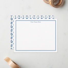 Cartão De Notas Blue Floral Personalized Note Cards
