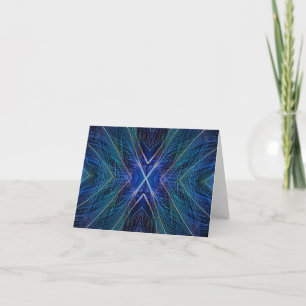 Cartão De Notas Blue Fractal Feather Design