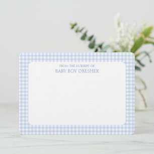 Cartão De Notas Blue Gingham Personalizado
