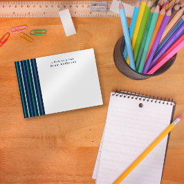 Cartão De Notas Blue Green Stripe Personalizado Crianças