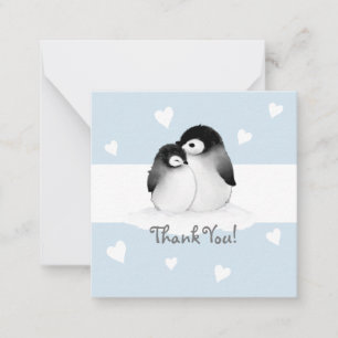 Cartão De Notas Blue Heart Penguin Obrigado Notecards