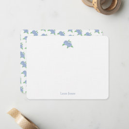 Cartão De Notas Blue Hydrangea Classic Coastal Personalizado