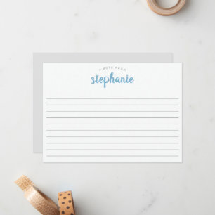 Cartão De Notas Blue Lake Playful Script, Lined Large Flat